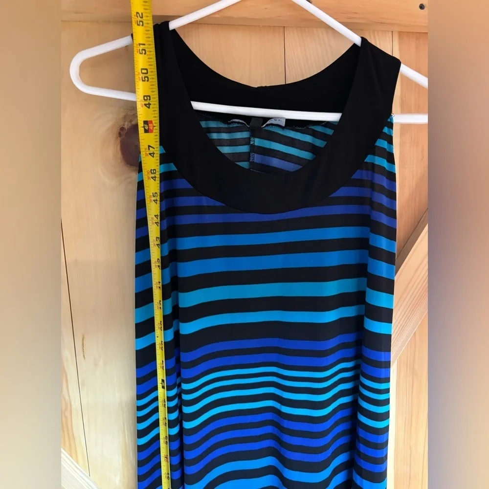 Ellen Parker Striped Blue and Black Maxi Dress size medium- cool and comfortable